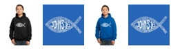 LA Pop Art Boy's Word Art Hoodies - John 3:16 Fish Symbol